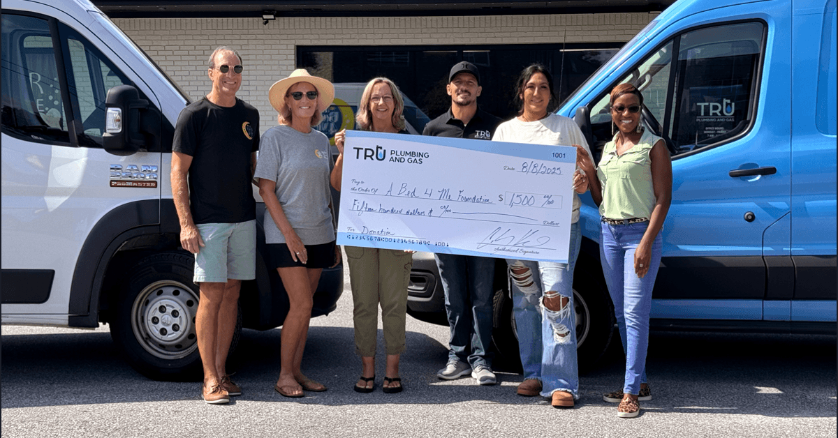 Tru Plumbing and Gas Launches Monthly Giving Program with $1,500 Donation to A Bed 4 Me Foundation