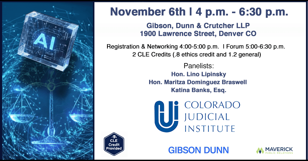 Colorado Judicial Institute to Host Forum on AI's Impact on Legal Profession